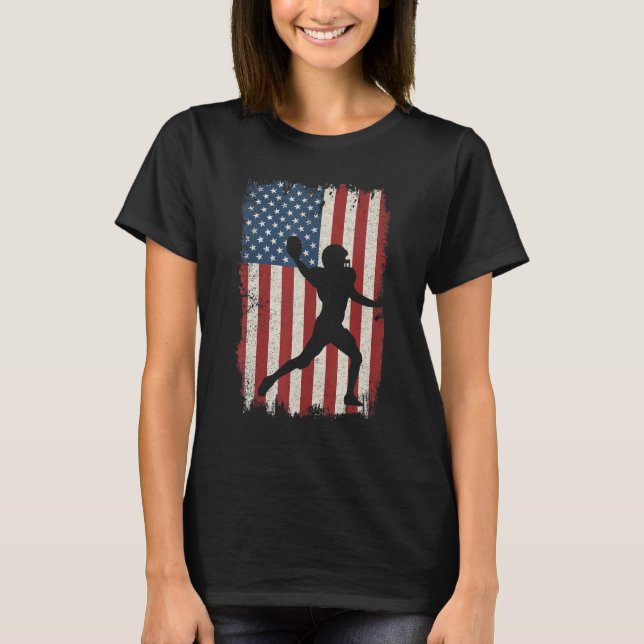 American Football Usa Flag Lineman Player Coach Te T-Shirt (Front)
