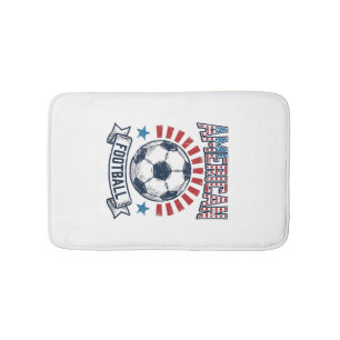 American Football Vintage Soccer Ball Shirt Design Bath Mat