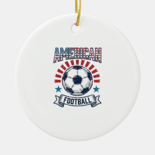 American Football Vintage Soccer Ball Shirt Design Ceramic Tree Decoration