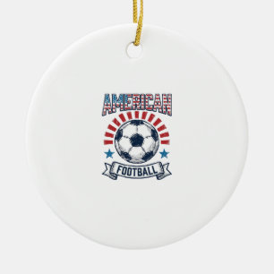American Football Vintage Soccer Ball Shirt Design Ceramic Tree Decoration