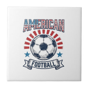 American Football Vintage Soccer Ball Shirt Design Tile