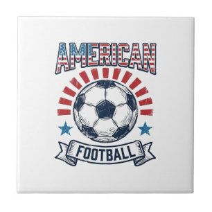 American Football Vintage Soccer Ball Shirt Design Tile