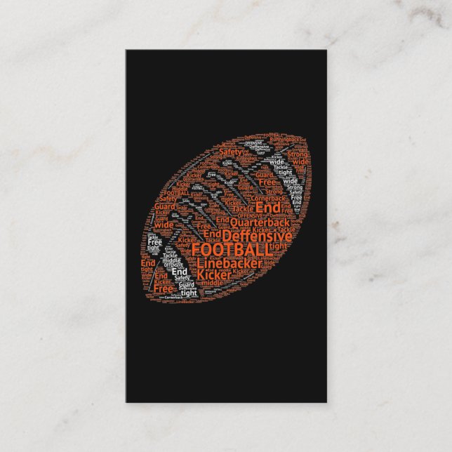 American Football Word Cloud Linemen Defence Business Card (Front)