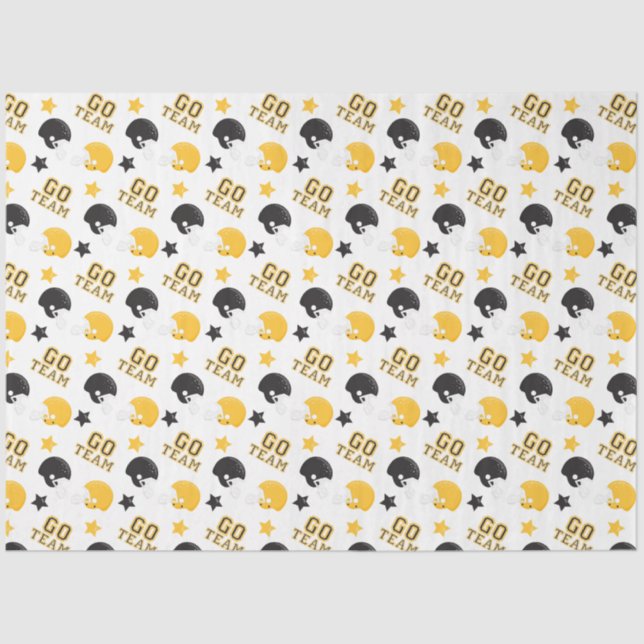American Football Yellow and Black Patterns Tissue Paper (Front)