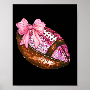American Footbyll Coquette Bow Autumn Thanksgiving Poster