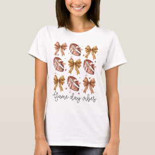 American Footll Game Day Vibes Coquette Bow Footll T-Shirt