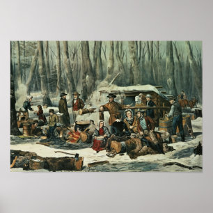 American Forest Scene - Maple Sugaring, 1856 Poster