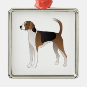 American Foxhound Basic Dog Breed Illustration Metal Tree Decoration