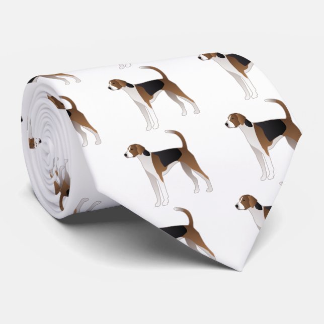 American Foxhound Basic Dog Breed Illustration Tie (Rolled)