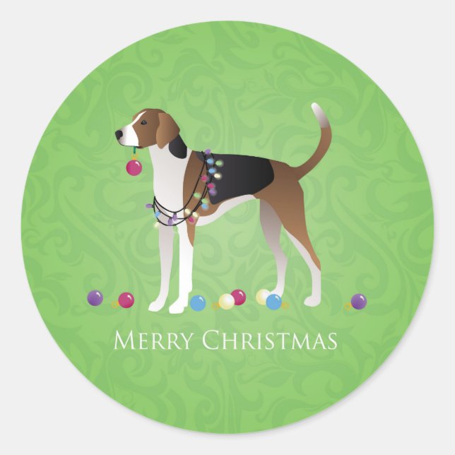 American Foxhound Christmas - Feliz Naughty Dog Classic Round Sticker (Front)