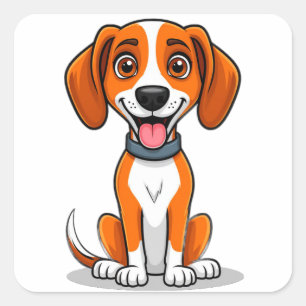 American Foxhound Cute Pet Lover Dog Illustration Square Sticker