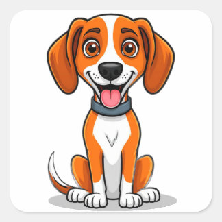 American Foxhound Cute Pet Lover  Dog Illustration Square Sticker