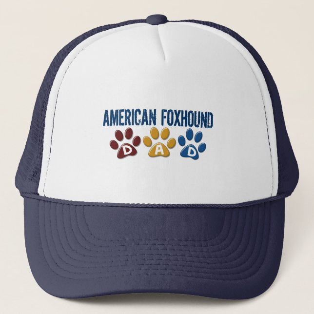 AMERICAN FOXHOUND DAD Paw Print Trucker Hat (Front)