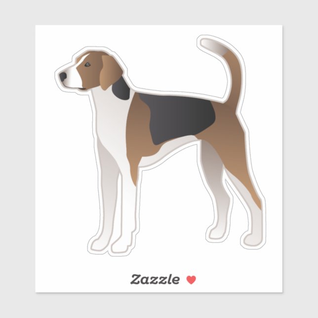 American Foxhound Dog Breed Side View Silhouette (Sheet)