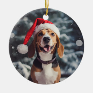 American Foxhound Dog Christmas Keepsake Ceramic Tree Decoration