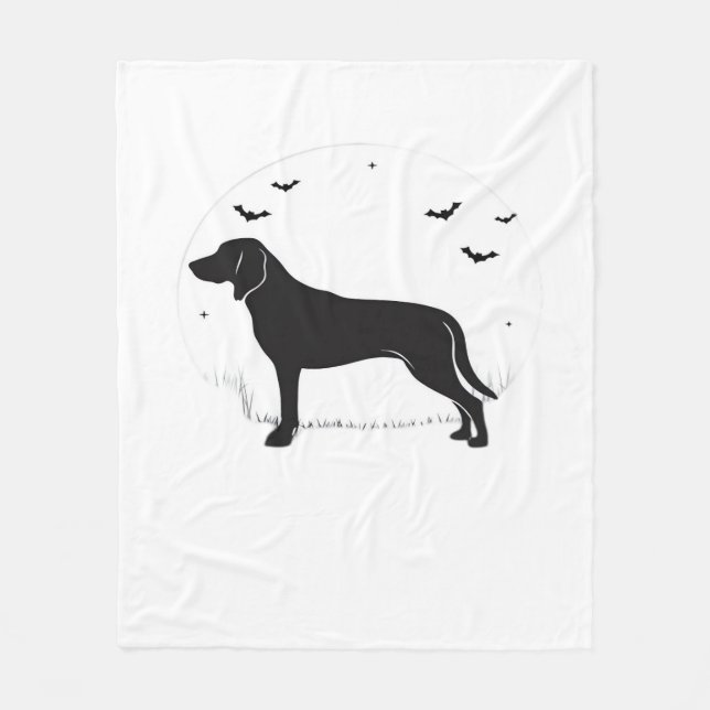 American Foxhound Dog – Halloween Moon Silhouette  Fleece Blanket (Front)