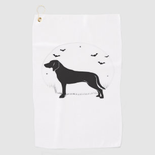 American Foxhound Dog – Halloween Moon Silhouette Golf Towel