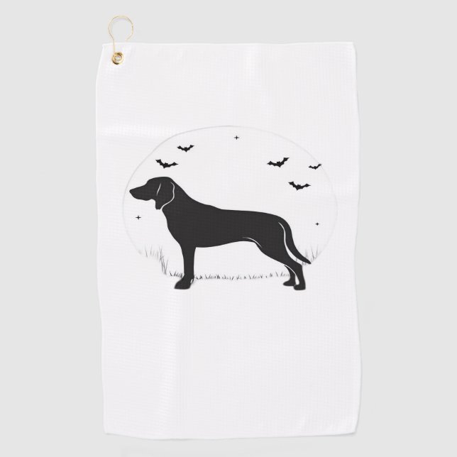 American Foxhound Dog – Halloween Moon Silhouette  Golf Towel (Front)