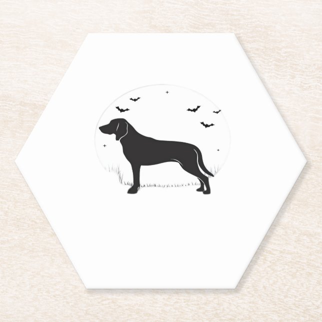 American Foxhound Dog � Halloween Moon Silhouette  Paper Coaster (Front)