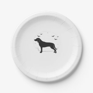 American Foxhound Dog � Halloween Moon Silhouette  Paper Plate