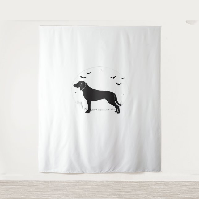 American Foxhound Dog – Halloween Moon Silhouette  Tapestry (Front)