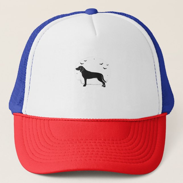 American Foxhound Dog – Halloween Moon Silhouette  Trucker Hat (Front)