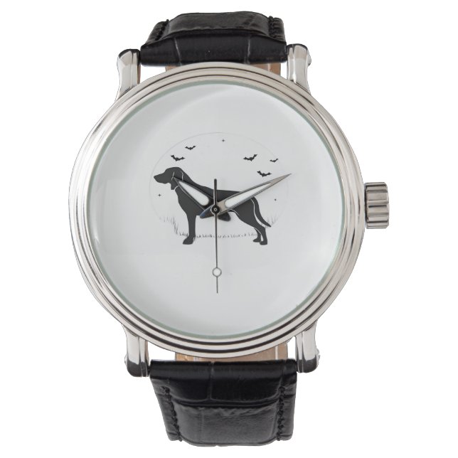 American Foxhound Dog – Halloween Moon Silhouette  Watch (Front)
