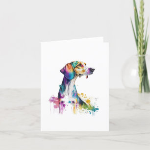 American Foxhound Dog In Watercolor & Pen Holiday Card