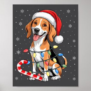 American Foxhound Dog Ugly Christmas Candy Cane Tr Poster