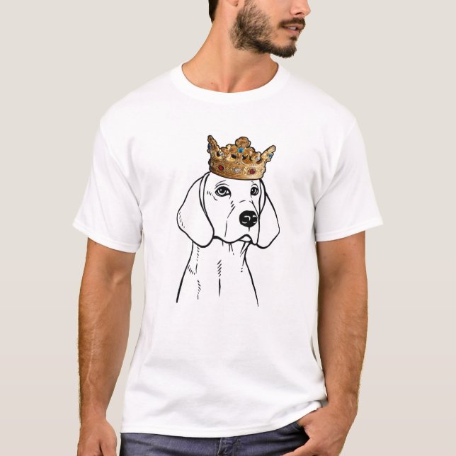 American Foxhound Dog Wearing Crown T-Shirt (Front)