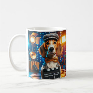 American Foxhound Dressed as an Actor Blue Brown Coffee Mug