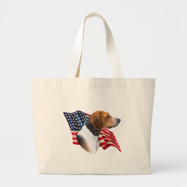 American Foxhound Flag Large Tote Bag (Front)