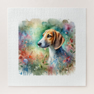 American Foxhound in Watercolor 200624AREF103 - Wa Jigsaw Puzzle