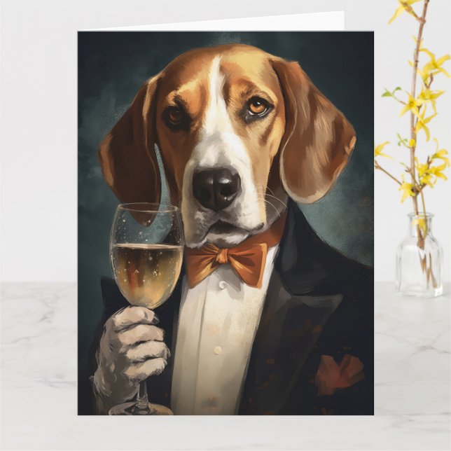 American Foxhound New Year Card (Yellow Flower)