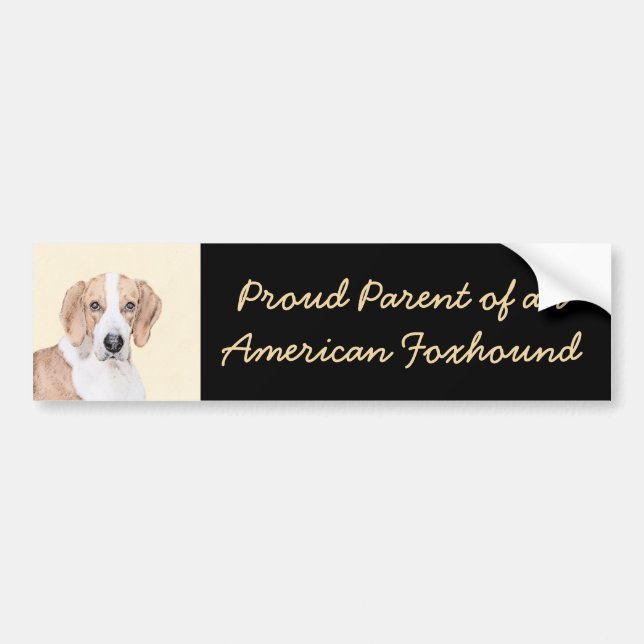 American Foxhound Painting - Cute Original Dog Art Bumper Sticker (Front)