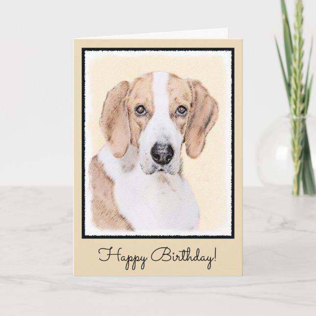 American Foxhound Painting - Cute Original Dog Art Card (Front)