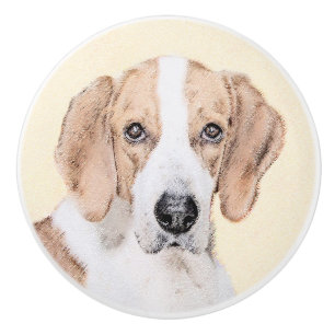 American Foxhound Painting - Cute Original Dog Art Ceramic Knob