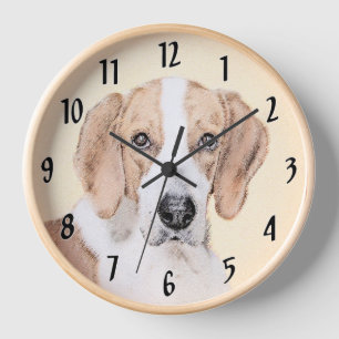 American Foxhound Painting - Cute Original Dog Art Clock
