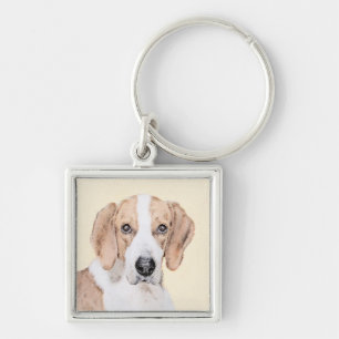American Foxhound Painting - Cute Original Dog Art Key Ring