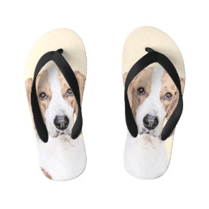 American Foxhound Painting - Cute Original Dog Art Kid's Flip Flops