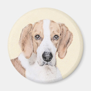 American Foxhound Painting - Cute Original Dog Art Magnet