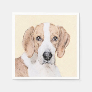 American Foxhound Painting - Cute Original Dog Art Napkin
