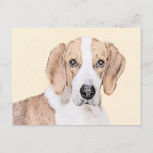 American Foxhound Painting - Cute Original Dog Art Postcard