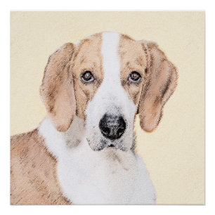 American Foxhound Painting - Cute Original Dog Art Poster
