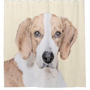 American Foxhound Painting - Cute Original Dog Art Shower Curtain