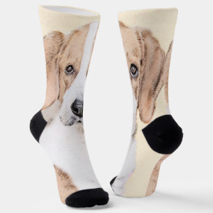 American Foxhound Painting - Cute Original Dog Art Socks