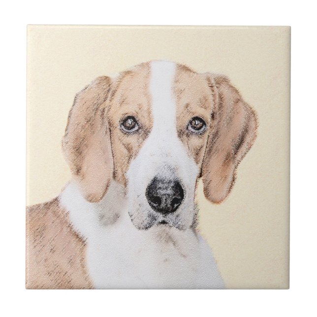 American Foxhound Painting - Cute Original Dog Art Tile (Front)