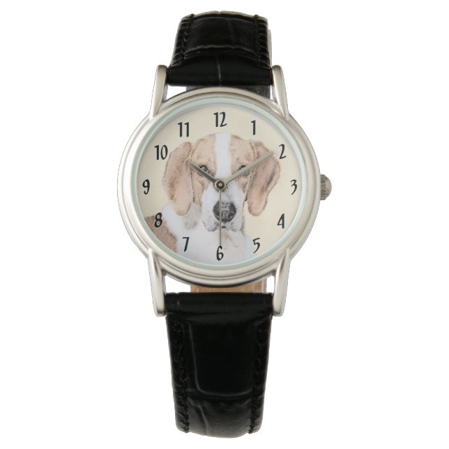 American Foxhound Painting - Cute Original Dog Art Watch (Front)
