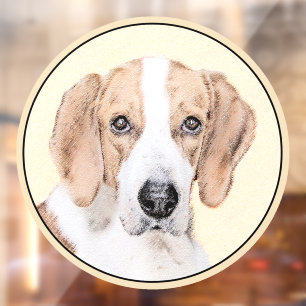 American Foxhound Painting - Cute Original Dog Art Window Cling