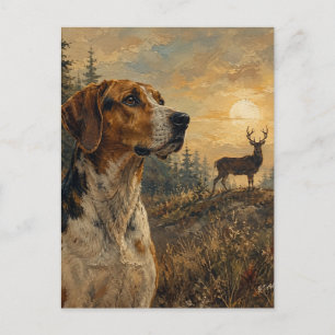 American Foxhound with Whitetail Deer Postcard